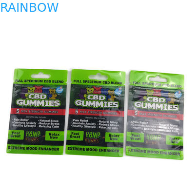 3개의 Cbd Gummies를 위한 측에 의하여 밀봉되는 거는 구멍을 포장하는 Mylar 서류 봉투 플라스틱 주머니