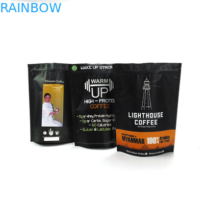 알루미늄 호일 광택이 없는 백색 1kg 커피 Mylar 부대는 지퍼를 가진 커피 콩 주머니를 위로 서 있습니다