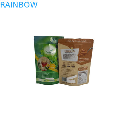 빈 지플락은 알루미늄 호일 비닐 봉투 재사용할 수 있는 열 - 밀봉한 유기 차 녹색을 위로 서 있습니다