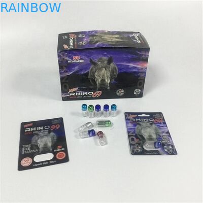 피임약을 위한 금 캡슐 병과 카드 블랙 맴바 당나귀 30000 종이 기포 카드를 패키징하는 남자 개선제 피임약