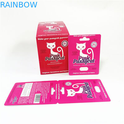 물집이 박스를 싸는 핑크색 호인 카드를 패키징하면서 UV 효과 종이 카드를 드러내세요