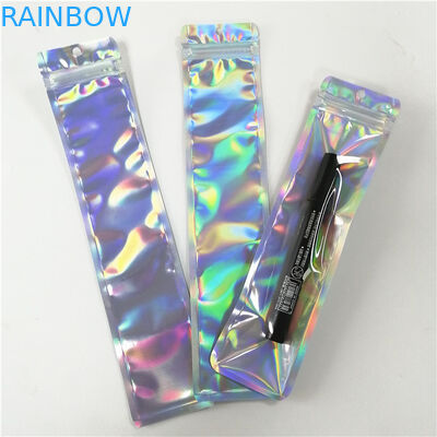 분장 도구 펜 패키징을 위한 지퍼와 맞춘 인쇄된 플라스틱 홀로그램 플랫 백