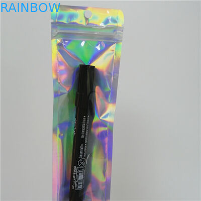 분장 도구 펜 패키징을 위한 지퍼와 맞춘 인쇄된 플라스틱 홀로그램 플랫 백
