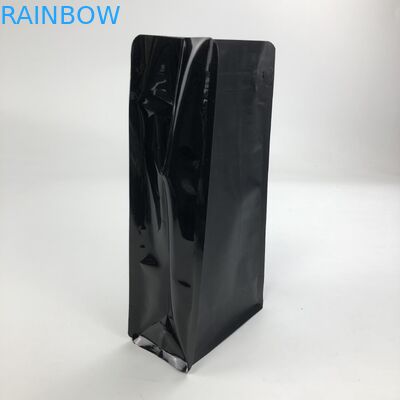 지플록식 편평한 하부 커피백과 맞춘 인쇄된 매트 검정색 알루미늄 호일 250g 1 킬로그램 12 온스