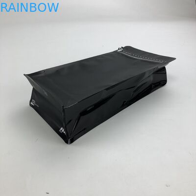 지플록식 편평한 하부 커피백과 맞춘 인쇄된 매트 검정색 알루미늄 호일 250g 1 킬로그램 12 온스