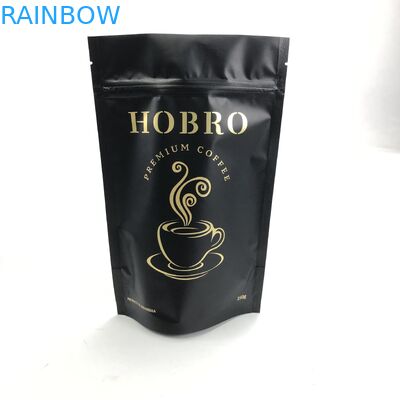 지플록식 팁 입지 업 커피 빈 백 패키징과 맞춘 인쇄된 매트 검정색 알루미늄 호일 250g 1 킬로그램