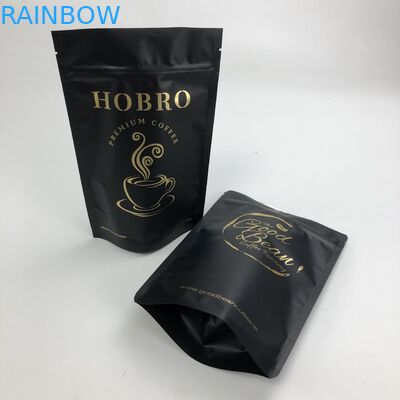 지플록식 팁 입지 업 커피 빈 백 패키징과 맞춘 인쇄된 매트 검정색 알루미늄 호일 250g 1 킬로그램