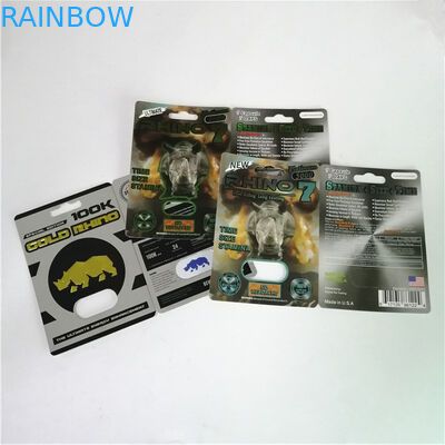 용지함과 3D 기포 카드를 패키징하는 블랙 팬서 / 맘바 / 코뿔소 V7 남자 향상 피임약 성 파워 캡슐