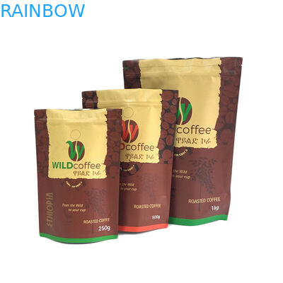 커피 패키징을 위한 250g 500g 1 킬로그램 매트 처리 포일 일직선 입지 업 지퍼 패키징 테플론제 백