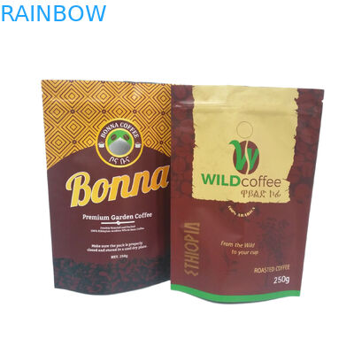 커피 패키징을 위한 250g 500g 1 킬로그램 매트 처리 포일 일직선 입지 업 지퍼 패키징 테플론제 백