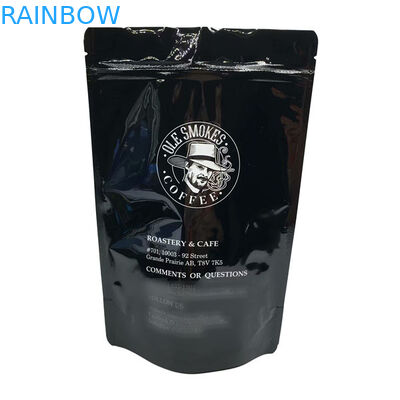 커피 빈스는 광택이 나는 검정색의 지퍼 관습 인쇄된 팁 100g 500g 1 킬로그램을 견딥니다