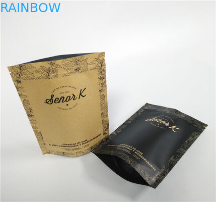 Dry Food Coffee Brown Kraft Paper Stand Up Pouch Gravure Printed