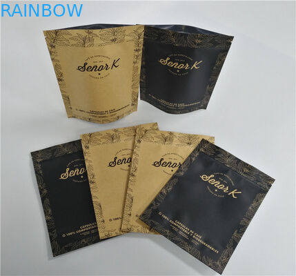 Dry Food Coffee Brown Kraft Paper Stand Up Pouch Gravure Printed