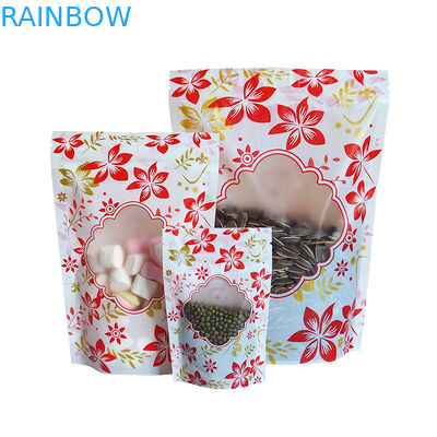 윈도우로 커스텀 로고를 패키징하는 플라스틱 파우치 위로 지퍼 광택이 나는 입지