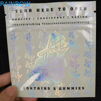 맞춘 로고 디자인 지프 잠금 장치 재밀봉할 수 있는 냄새 증명 알루미늄 호일 마일라 플라스틱 3 측면 봉인된 패키징 홀로그램 에어백