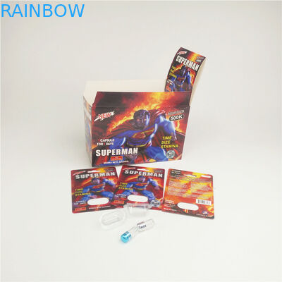 Rhino 10k 백금 물집 종이 카드 남성 증진 캡슐을 위한 뜨거운 각인