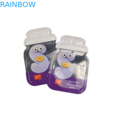 Cb 사용자 정의 모양 3 측면 인감 포일 포장 고무 같은 사탕 플랫 가방 지퍼 잠금 가방을 포장하는 사용자 정의 플라스틱 파우치