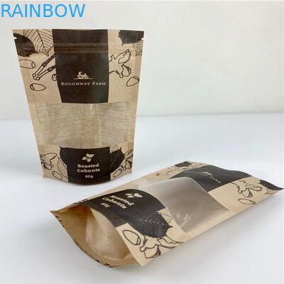 디지털 인쇄는 주머니를 위로 서 있습니다 Kraft 종이 냄새 증거 부대 창을 가진 식품 포장 Doypack