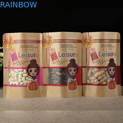 100mic 크래프트 종이 스탠드업 백 커피 CMYK 식품 종이 지플락 백