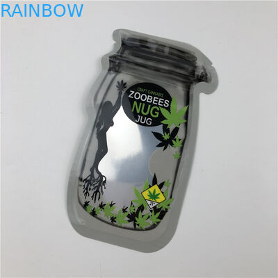 CBD 종자용 메이슨 항아리 파우치 CBD 꽃 구미 THC 인디카 잎 지퍼가 있는 불규칙한 포장 파우치
