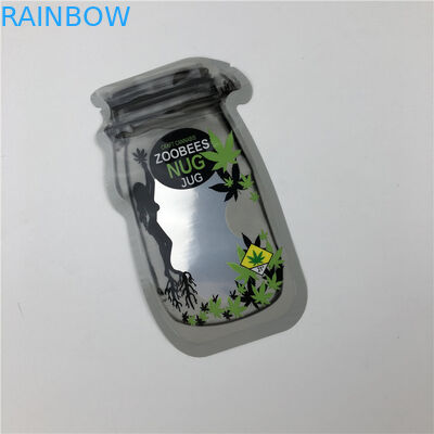 CBD 종자용 메이슨 항아리 파우치 CBD 꽃 구미 THC 인디카 잎 지퍼가 있는 불규칙한 포장 파우치