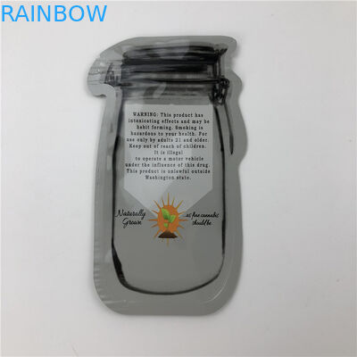 CBD 종자용 메이슨 항아리 파우치 CBD 꽃 구미 THC 인디카 잎 지퍼가 있는 불규칙한 포장 파우치
