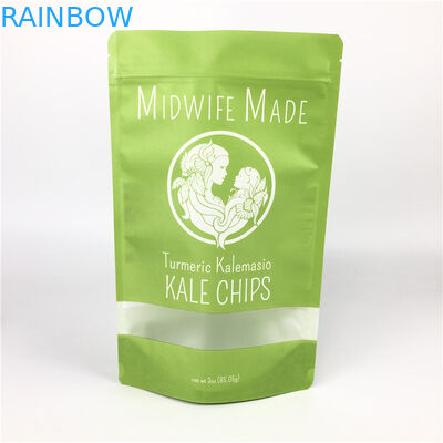 관례에 의하여 인쇄되는 음식 급료는 명확한 창을 가진 지퍼 자물쇠 물개 플라스틱 호일 비스킷 칩 종이 포장 부대를 위로 서 있습니다