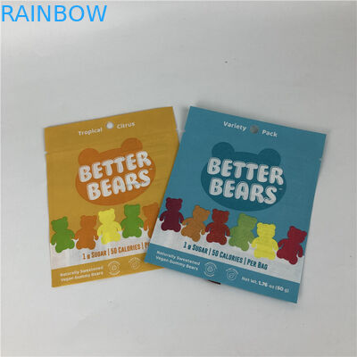 3면 씰 플랫 열 씰링 스낵 쿠키 식용 CBD THC 구미 생분해 성 포장 가방