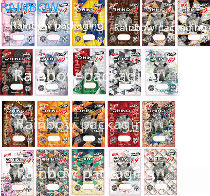 Rhino 10K/100K/69 알약 종이상자 분홍색 고양이 알약을 위한 3D 물집 Rhino 포장 카드