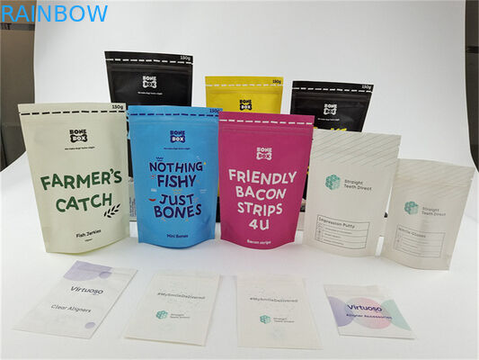 재사용할 수 있는 화려한 바이오 크라프트 지 맞춘 인쇄된 백 애완동물사료는 팁을 견딥니다