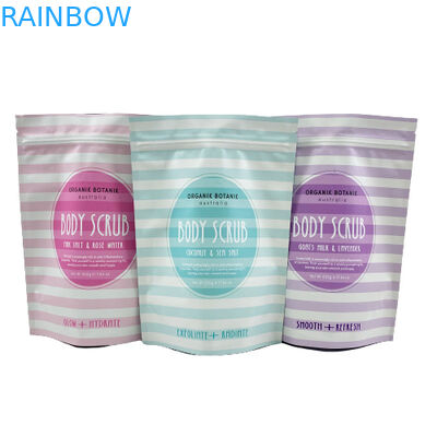 인쇄된 주문 로고는 지플락 주머니 바다 소금/액체 비누/바디 스크럽 포장을 위로 서 있습니다