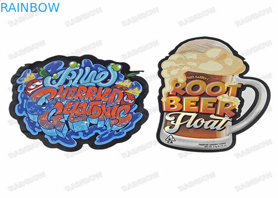 관례에 의하여 인쇄되는 플라스틱 아이 증거 디자인은 자필 3.5g를 위로 서 있습니다 불규칙한 특별한 모양 지퍼는 Mylar 부대 커트 죽습니다