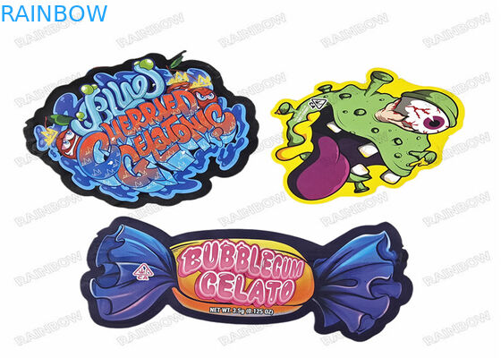 관례에 의하여 인쇄되는 플라스틱 아이 증거 디자인은 자필 3.5g를 위로 서 있습니다 불규칙한 특별한 모양 지퍼는 Mylar 부대 커트 죽습니다