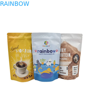 식용 플레스틱 포장 알루미늄 호일 지퍼는 식사 과자 단백질 분말을 위한 부대를 위로 서 있습니다