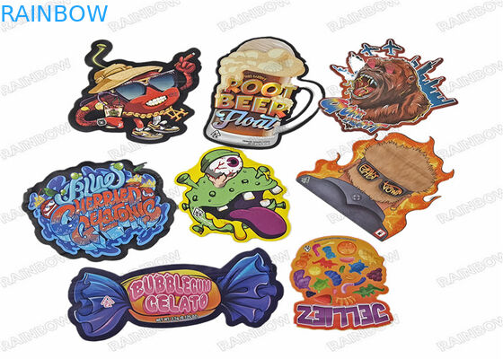 지플록식 3.5g 캔디 쿠키 봉지와 에더블 마일라 봉지 다이 컷 페셜 모양이 형성된 플라스틱 파우치