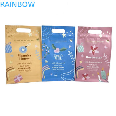 맞춤형 디지털 인쇄 개인 레이블 스파 선물 천연 에프섬 소금 목욕 소금 포장 가방 250g 신체 스크럽을위한 마이러 가방