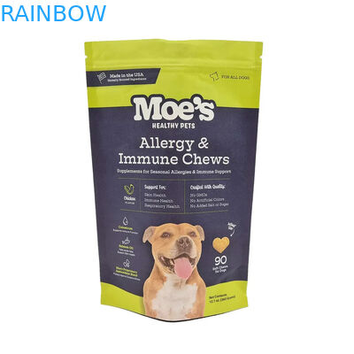 지퍼 잠금과 함께 서있는 포장용 재사용 애완 동물 식품 봉지