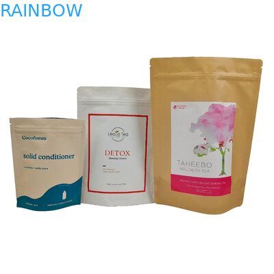 생분해 가능한 도이백 재활용 가능한 사용자 지정 서드업 포스 칩 잠금 크래프트 종이 가방 식용 포장 가방