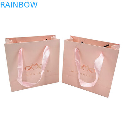 주문 인쇄 로고 우아 하얀 검은 선물 종이 가방 고급 의류 부티크 종이 쇼핑 가방 리본 손잡이