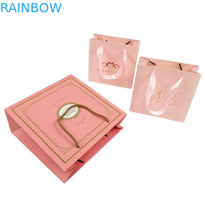 주문 인쇄 로고 우아 하얀 검은 선물 종이 가방 고급 의류 부티크 종이 쇼핑 가방 리본 손잡이