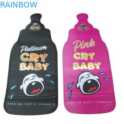 맞춤형 인쇄 어린이 보호 Ziplock 홀로그램 다이 커트 마이러 가방 3.5g 특수 모양 고무 사탕 식용 포장 가방