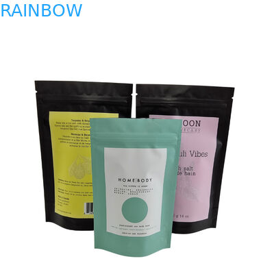 사용자 지정 로고 인쇄 Ziplock 가방 몸 스크럽 비누 욕조 폭탄 포장 알루미늄 엽지 가방 플라스틱 지퍼 욕조 소금 가방