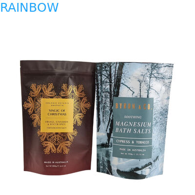 사용자 지정 로고 인쇄 Ziplock 가방 몸 스크럽 비누 욕조 폭탄 포장 알루미늄 엽지 가방 플라스틱 지퍼 욕조 소금 가방