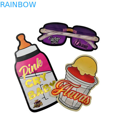 3.5g 맞춤형 포장 및 로고 인쇄 특별 고유 모양 내부 인쇄 홀로그램 다이 커트 마이러 가방