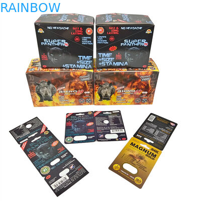 뜨거운 판매 코뿔소 알약 꿀 봉지 순수 알루미늄 엽지 가루 팩 병 3D 효과 카드 디스플레이 박스 포장