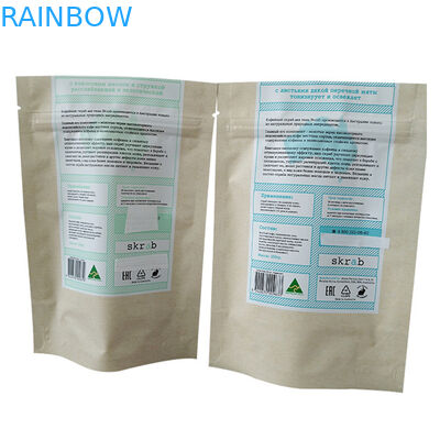 커피 보디 스크럽 포장용 도이 패키지 디자인으로 서있는 은 엽지 봉지