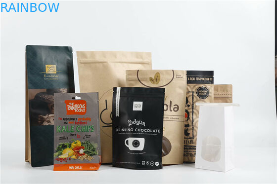 인쇄된 크래프트 종이 포장 봉지 평면 바닥 커피 봉지