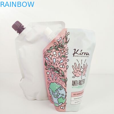 서 있는 몸 스크럽 가방에 실버 엽지 가방을 가진 산업용 식품 포장