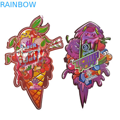 불규칙한 모양의 포장 가방 홀로그램 엽지 다이 커트 가방 특수 모양의 지플록 플라스틱 마이러 3.5g 다이 커트 가방