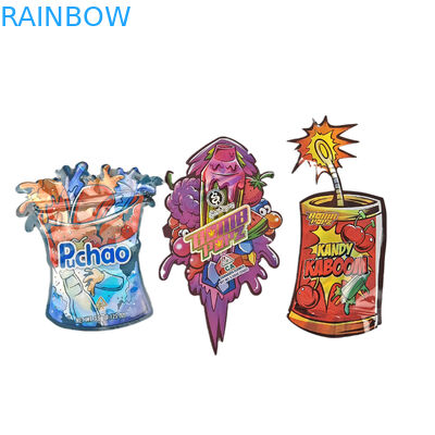 3.5g 맞춤 인쇄 된 Mylar 가방 불규칙한 모양의 다이 커트 Ziplock 가방 간식 쿠키 사탕을위한 포장 가방